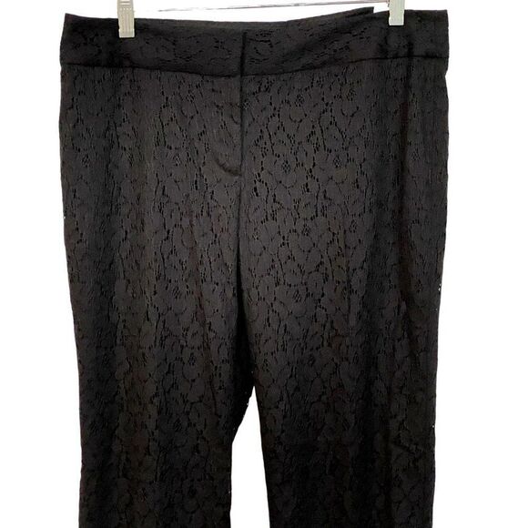 LOFT Marisa Black Eyelet Straight Leg Pants Fully Lined Sz 8 New with Tags - Picture 4 of 7